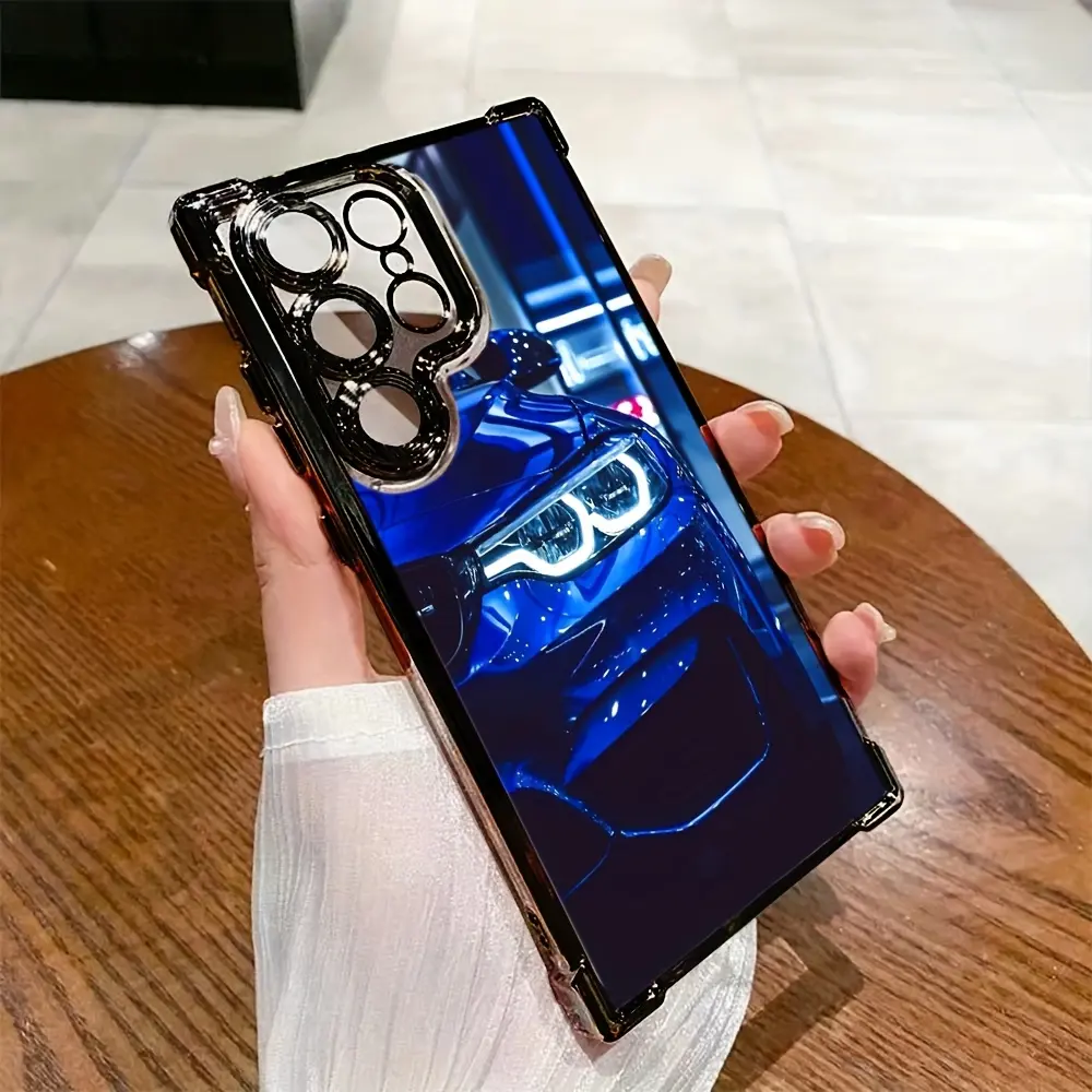Cool Blue Sports Car Phone Case Compatible with for samsung for galaxy S25 S24 S23 S22 S21 FE Ultra Plus 4G 5G, Transparent Soft Back Cover for Drop, Accessories, Smartphone, Cellphone, Casing