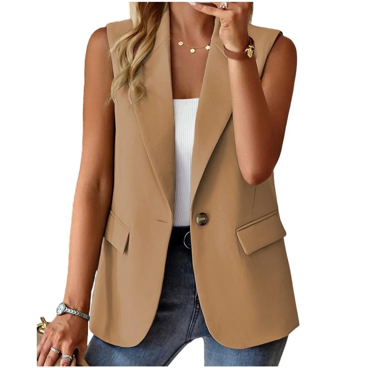 Khaki sleeveless