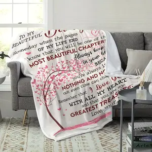 To My Daughter Inspirational Letter Flannel Blanket from Mom, Heartfelt Quote Pink Tree Plush Throw, Sentimental Birthday Graduation Gift for Adult Daughter, Ultra-Soft Cozy Fleece Bedding for Living Room Couch, Meaningful Mother Daughter Keepsake