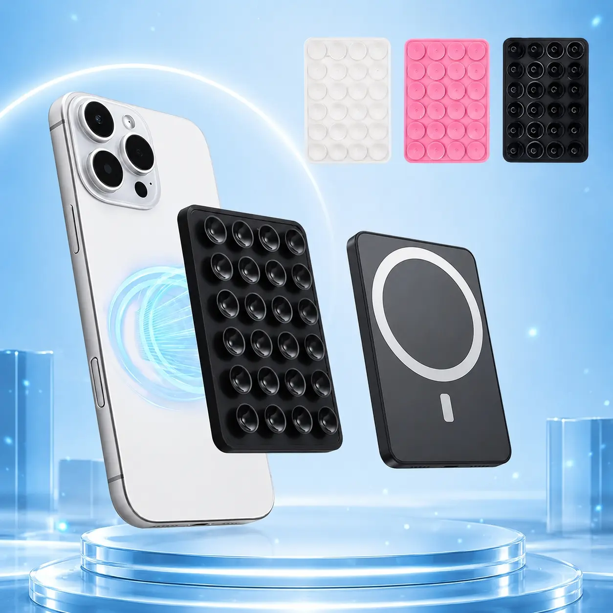 [Summer Sale] Magnetic Suction Phone Mount for MagSafe Case, Silicone Octo Cup Buddy Buddy Sticky Grip Holder for iPhone & Samsung, Hands-Free Removable Selfie/Video for TikTok Influencers