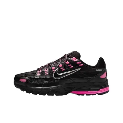 Nike P-6000 Mens Retro Runner Sneakers - Pink Blast/Metallic Silver/Black, Breathable Running Sneakers, Bold Layered Overlays, Retro Runner Silhouette, Mensfashion Daily Casual Footwear for Walking, Fitness
