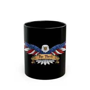 Eagle Design Black Mug - Patriotic Coffee Cup, The Thrill, Perfect for Independence Day, Gift for Veterans, Home Decor, Drinkware