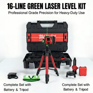 Milwaukee 12/16 Line 4D Level Instrument ,Automatic Self-Leveling  Tool For Framing, Flooring, Cabinet Mounting And Professional Site Layout, ±4° Range