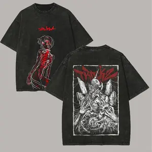 Neon Genesis Evangelion Printed Unisex Washed T-Shirt6 fathersdaygift