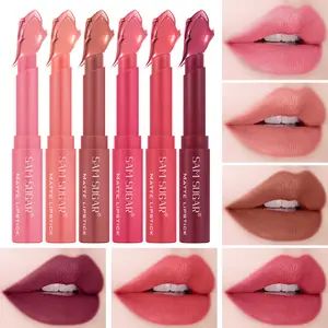 Single Pack 6 Colors Velvet Matte Lipstick Pen Waterproof Long-Lasting Easy Application Moisturizing Lip Gloss Slanted Tip Rotating Lipstick