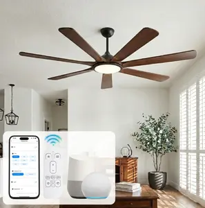72 Inch Farmhouse Ceiling Fan with Light, Ultra Large LED Panel Light,7 Blade Solid Wood Ceiling Fan with High CFM, Smart APP & Remote Control, Quiet Reversible DC Motor Rustic Large Indoor Ceiling Fan for Living Room Bedroom