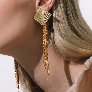 Emma's Heart | Fluid Radiance - 18K Gold Plated Titanium Steel, Minimalist Tassel Drops