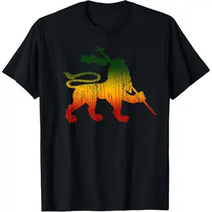 100% Cotton Lion Of Judah T-Shirt Rastafari Rasta Reggae Jamaica Gift T-Shirt Fabric Menswear