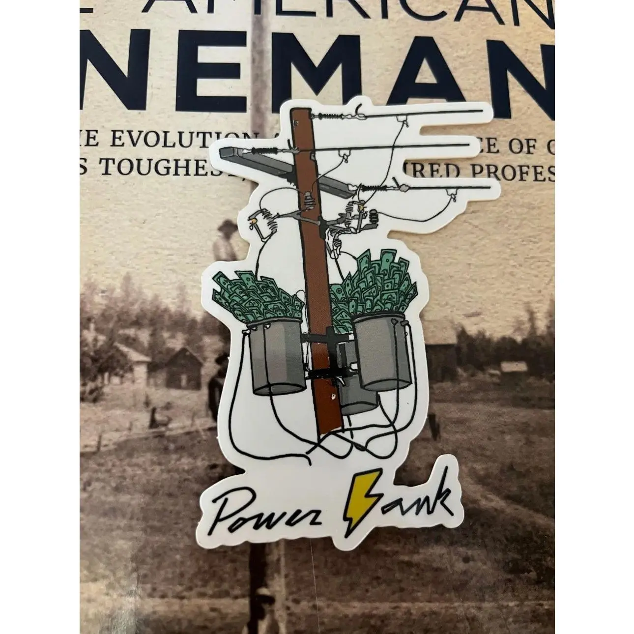 Lineman Power Bank Stickers, Electrician, Construction Skeleton Decal, Hard Hat Sticker - Cars, Trucks, Laptops, Coolers, Toolboxes, Windows & More Waterproof Vinyl Sticker