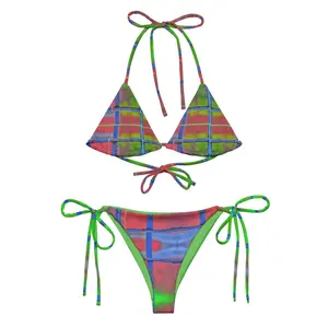 Vintage Fringe String Bikini Set Summer Swimsuit Sets, Bathing Suits, Ladies Swimming Suit Bikinis Sets Boho Retro Fringe Beachwear Women Two Piece Vacation Outfit Trendy Swimwear