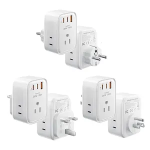 Toocki European Travel Plug Adapter with 3 Outlets, 3 USB Charging Ports (1 USB C), Type C Plug Adapter for Europe, EU, Spain, Italy, France, Germany