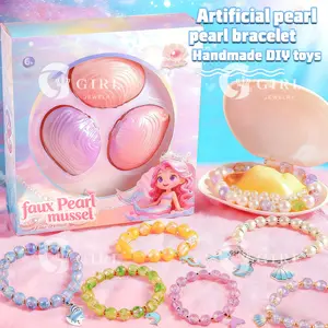 GGIRL DIY Faux Pearl Jewelry Gifts For Children  – Open Oyster to Discover Faux Pearls, Various Shining Meaningful Color Pear-l Disc Beads Charms, Complete Bead Making Set With Chains & Tools (Faux Pearl)  Holiday Haul Gift For The Daughter