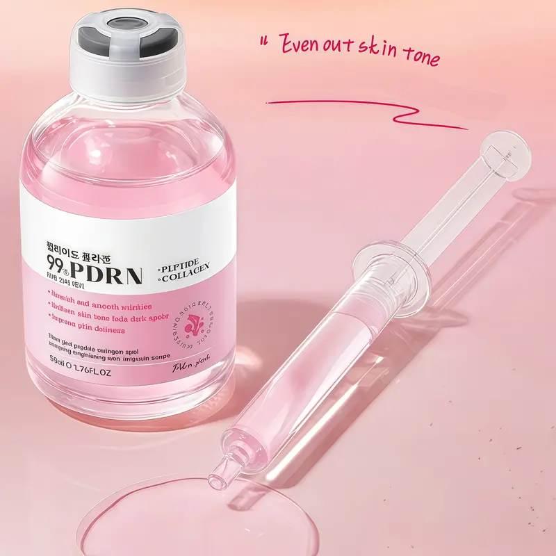 Korean PDRN Salmon Collagen Essence Ampoule - Skin Brightening Product, Lightweight Moisturizer with Pink Peptides, Niacinamide for Smoothing, Fine Line Reduction, Firming - 1.76 fl oz Skincare Serum