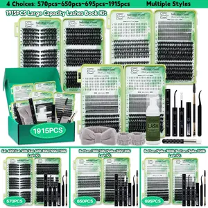 Lashsun Lash Clusters Kit D Curl 11 Styles Cat/Volume/Spikes/Bottom Lashes Book Kit with Bond&Seal Lash Remover Brush Lash Applicator Headband Wristband set and Lash Shampoo&Brush, Perfect for Beginners&Proficient, DIY at Home Easily