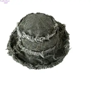 Washed distressed bucket hat, fashion hat, women's Japanese street hip-hop fisherman hat