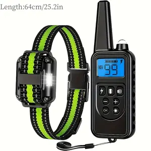 Adjustable Nylon Dog Shock Collar, 3000Ft With Remote, Beep, Vibration, Shock, Light - Electric Dog Collar Set For Small Medium Large Dogs 5-150lbs, Black, 1pc