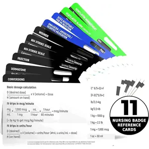 Badge Guru  Flash Cards - 11 Reference Cards for , Doctors, EMTs,  Students and Med School Students (ICU/ER)