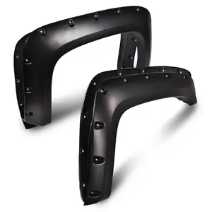 Pocket Rivet Fender Flares Fit For Chevy Silverado 1500 2007-2013 2500HD 3500HD 2007-2014 4PCS Textured Black Wheel Arch Cover Guard Shroud Trim Truck Exterior Accessories