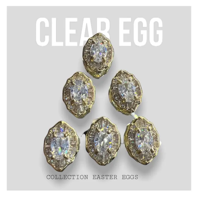 Clear Oval Chunky Charm Collection - 5 pieces Multicolor Rhinestones for Nail Art Decoration in Various Colors