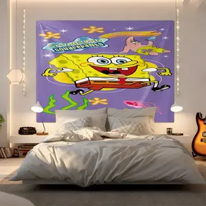 SpongeBob SquarePants Pattern Tapestry, Fashionable Room Flags, Unique Wall Art in Living Room and Bedroom, Suitable as Birthday and Daily Holiday Gifts