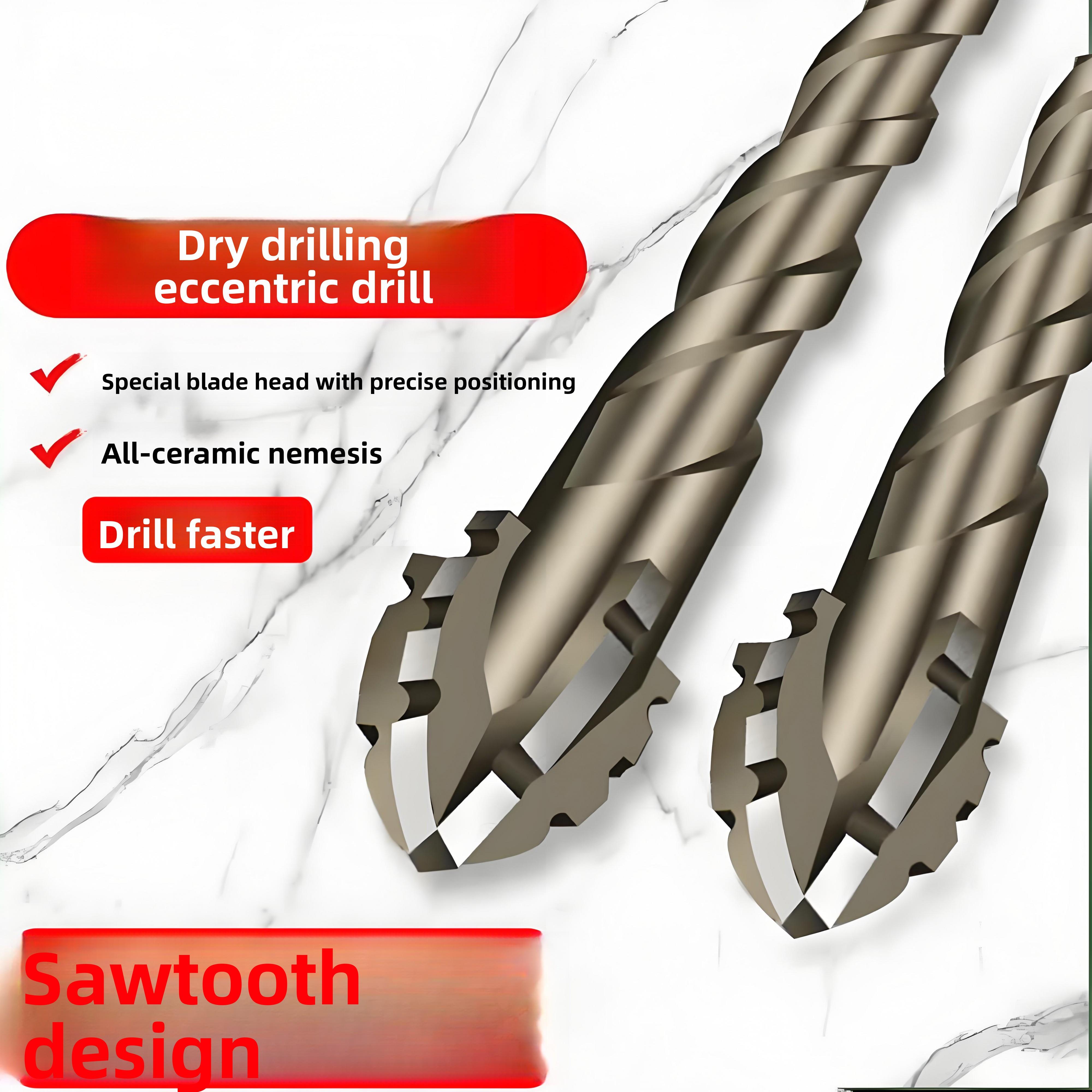 5Pcs Masonry Drill Bit Set/multipurpose drill bit with Industrial Carbide Tip, Sawtooth Eccentric Design, Ideal for Drilling Tiles, Ceramics, Glass, Marble, Concrete, Stainless Steel.