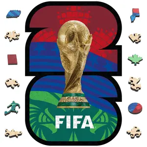 (Luxury Version) FIFA World Cup 2026  Host Countries Poster with Trophy Jigsaw Puzzle, Officially Licensed, 300 Laser-Cut Pieces,5MM Thick, Soccer Fan Gift