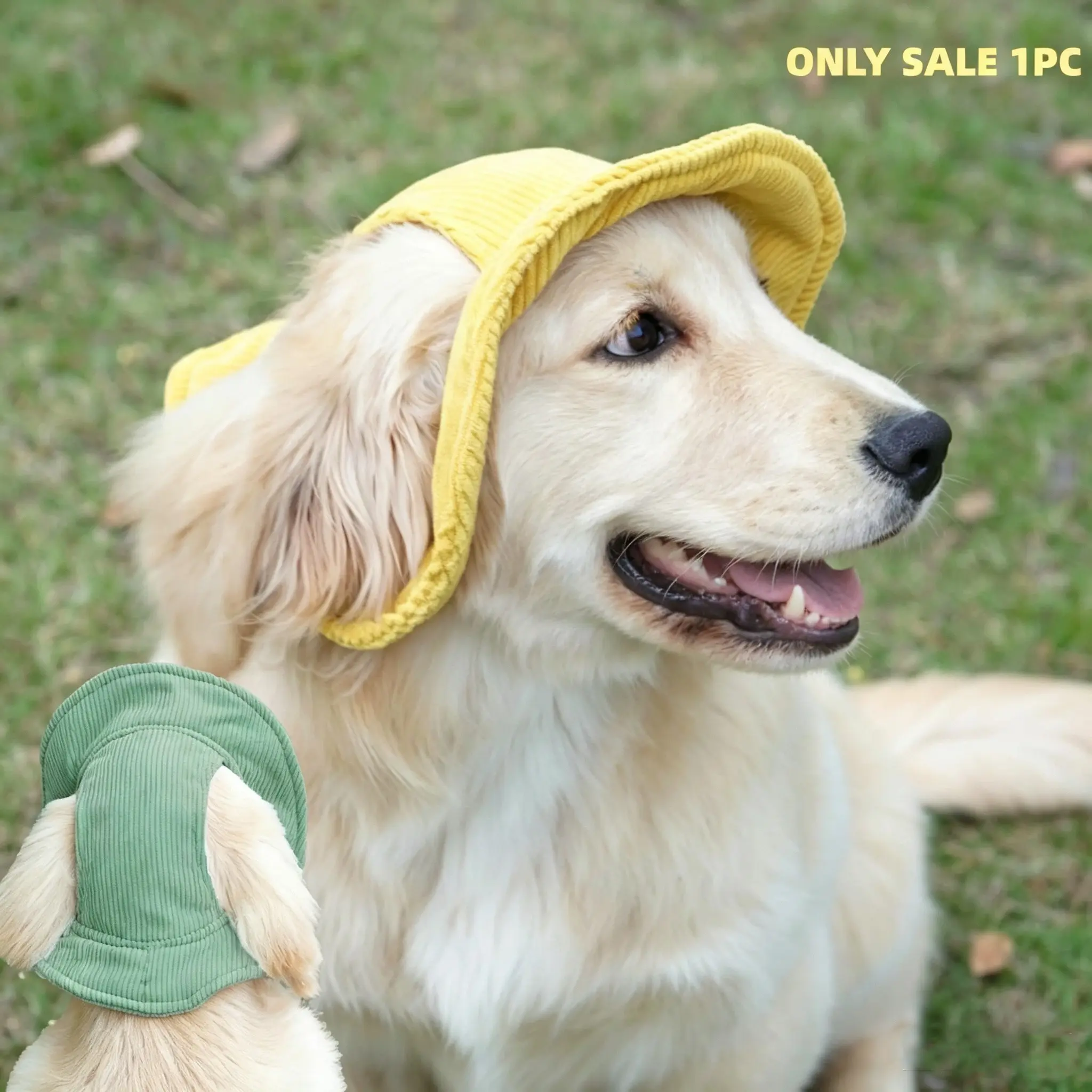 Cute Corduroy Pet Hat with Ear Holes, Outdoor Sun Protection Pet Hat, Pet Supplies for Small Medium Large Dogs & Cats, Outside