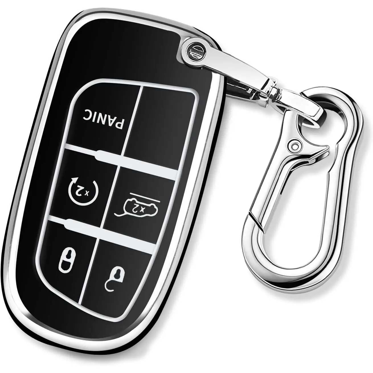 for Jeep Key Fob Cover with Keychain TPU Protection Key Case Compatible with Grand Cherokee Renegade Compass Smart Key
