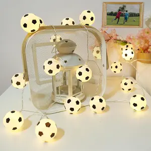 Football String Lights for Boys Room Decor, Soccer LED Fairy Lights 20 LEDs Battery & USB Powered, Sports Theme Bedroom & Game Day Party Decoration, Perfect Gift for Kids & Soccer Fans