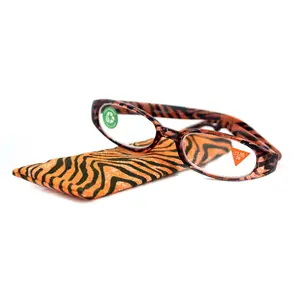 Isabella, (Premium) Reading Glasses, Fashion Reader (Orange Tiger) Animal Print, Oval +5 +6 High Magnification, NY Fifth Avenue (Wide Frame) Unisex Lightweight