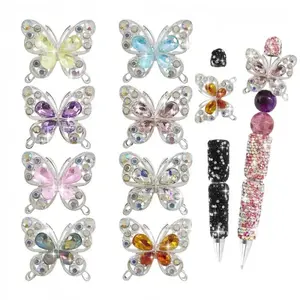 8 double-sided dazzling fresh butterfly beads, suitable for DIY jewelry, bracelet beads, necklaces, and bead pen craft projects, making jewelry beads charming