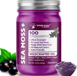 Irish Sea Moss Gel Raw - Wildcrafted Superfood Seamoss Gel - Elderberry Flavor, Vitamin and Mineral-Rich from Pristine Caribbean Waters, Immune and Digestive Health Support - 10 oz.