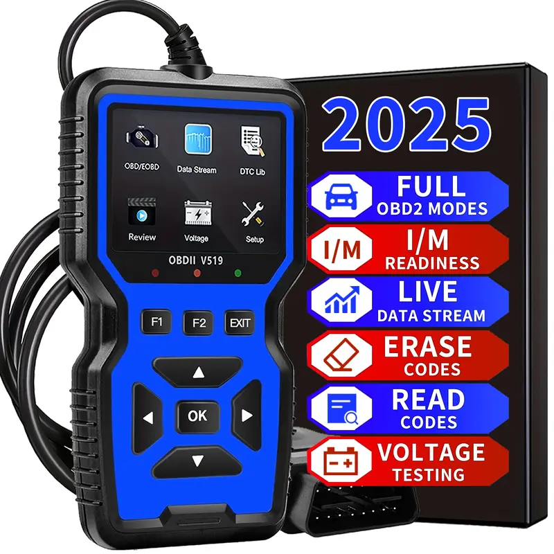 Professional OBD2 Car Scanner Diagnostic Tool - Suitable for Reading Vehicle Codes, Clearing Fault Codes, 35901 Trouble Code Library, Real-Time Data Stream, Oxygen Sensor Tester, Battery Voltage Reading, Mode 6/8 Detection