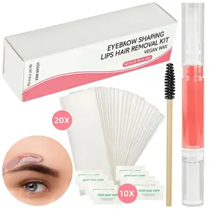 Portable Eyebrow Wax Kit, Travel Size 5g Face Waxing Hair Removal Wax Pen Kit, Facial Hair Removal for Upper Lip Cheeks Chin, 0.2oz Waxing Strips for Women Girl Beginner