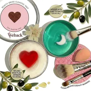 WEBACK Makeup Brush Cleaner Soap with Silicone Cleaning Pad,Savon nettoyant pinceaux Solid brush cleaner 3.52oz/100g