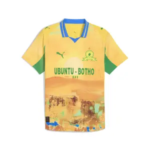 PUMA Mens X Kidsuper Mamelodi Sundowns Collared Short Sleeve Authentic Jersey Casual - Yellow