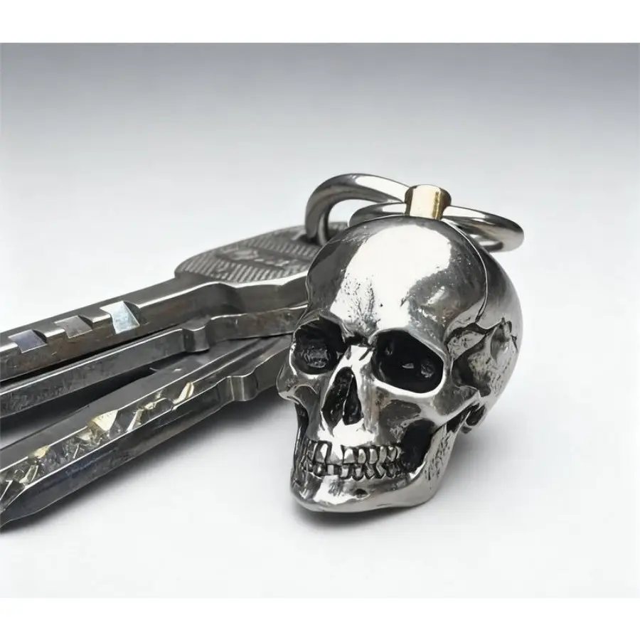 2026 New Gothic Skull Keychain - Retro Stretchy Scrunchie Lanyard, Retractable Stainless Steel Alloy Accessory with Ring, Women's Car Accessory (Black Friday, Christmas), Car Accessories,summerwins