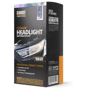 CERAKOTE Ceramic Headlight Restoration Kit – Guaranteed To Last As Long As You Own Your Vehicle – Brings Headlights Back to Like New Condition - No Power Tools Required - 10 Wipe Kit