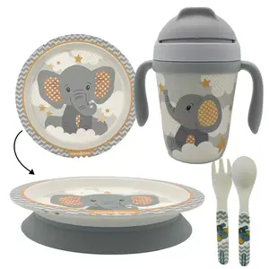 Primo Passi - Kids Bamboo Set Suction Plate & Cup, Little Elephant