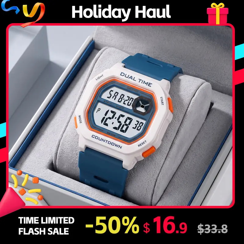 SKMEI Digital Watch for Men and Women - Unisex Polygonal Sport Design with Comfortable TPU Band, Stopwatch, Alarm, Countdown Timer and EL Backlight, Lightweight Style for Sport and Daily Wear