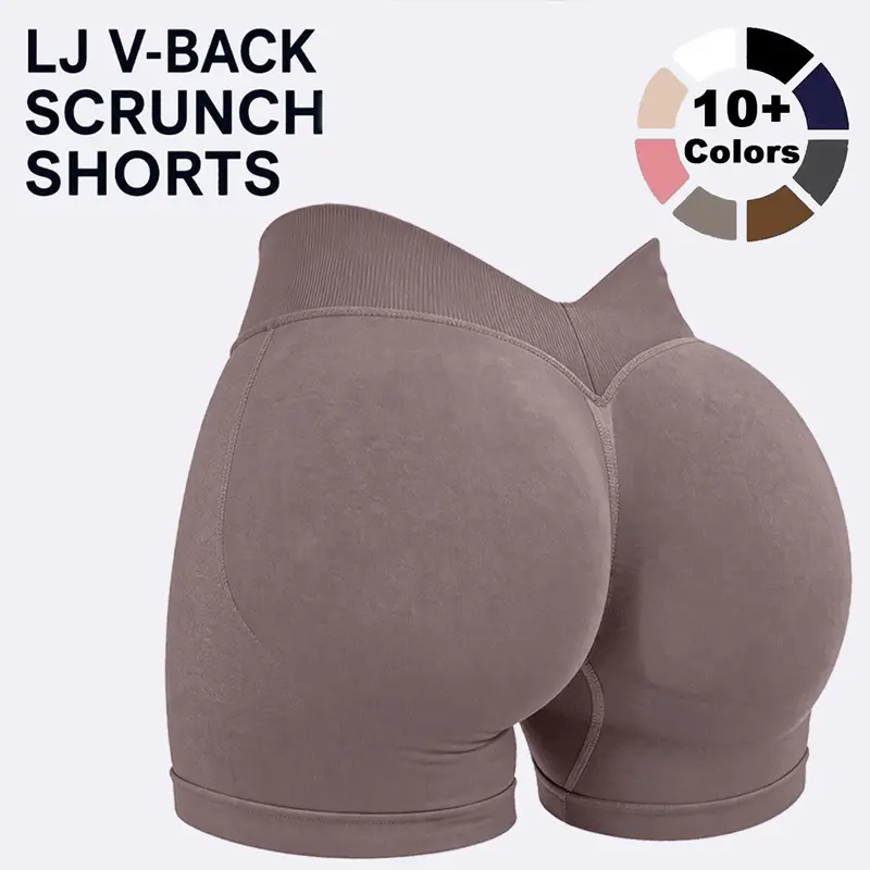 [SIZE UP 1] DEEFY LJ Women's Fitted V-Back Hidden Scrunch Compression Stretch Seamless Shorts, Low Back Butt Lifting Lightweight Gym Fits Activewear for Yoga, Gym #BackToSchool