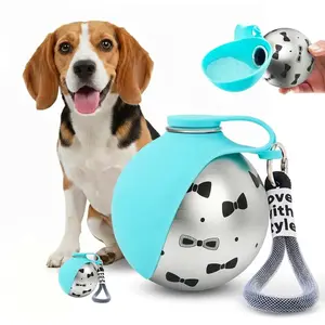Stainless Pet Water Bottle with Drinking Basin — 285ml Leak-Proof Travel Bottle for Dogs & Cats Perfect for Walks, Road Trips & Outdoor Play