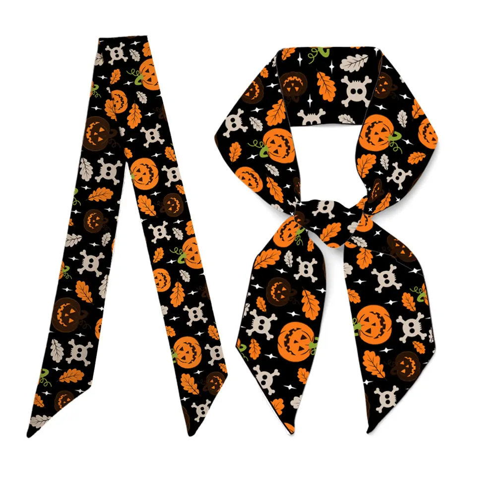 Halloween scarf, long streamer hair ribbon, thin narrow neck cravat, bag decorative tie, multi-use hair band, lightweight neck scarf, holiday fashion accessory