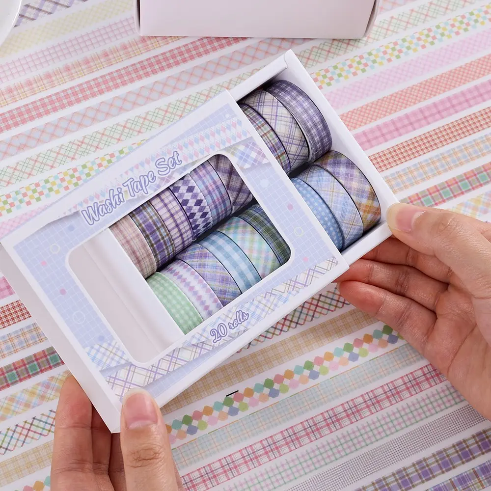 20 Rolls Aesthetic Washi Tape Set Masking Tape Set 10mm(0.4 inch) Wide Colorful Decorative Tape School Supplies For DIY Art Craft Scrapbooking Journaling Notebook Planner Stationery Supplies Scrapbook Accessories