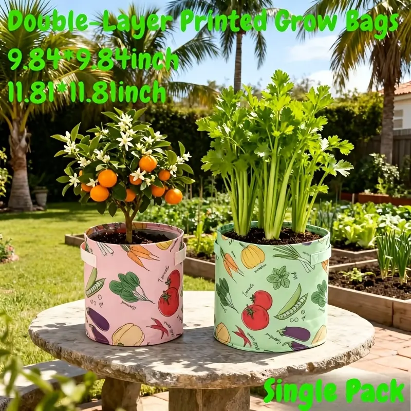 5- piece set Garden Grow Bags Heavy-Duty Tomato Grow Bags with Handles | Reusable Vegetables Gardening Buckets for Flower Outdoor Balcony Patio Greenhouse Apartment Seedling