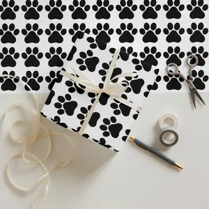 Pet Paw Wrapping Paper Sheets - Set of 3 Matte Finish Gift Wrap