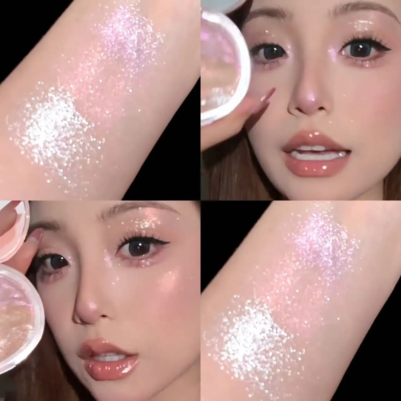 Three Color Pearl Highlighter Cream, Low Saturation High Shine, High Shine Makeup, Natural Radiance, Waterproof Long Lasting, Suitable for All Skin Types