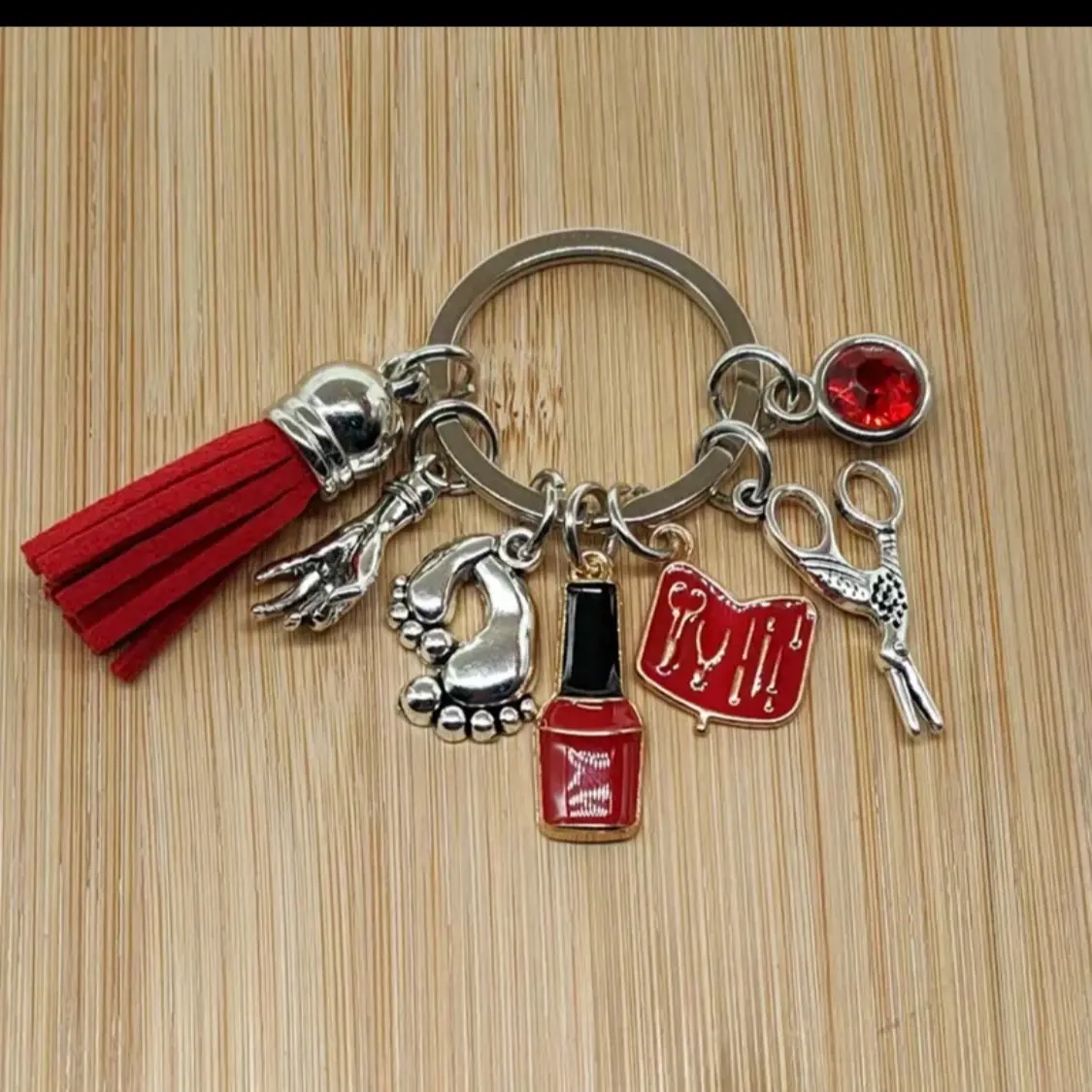 Nail Artist Charms Keychain - Red holiday gift