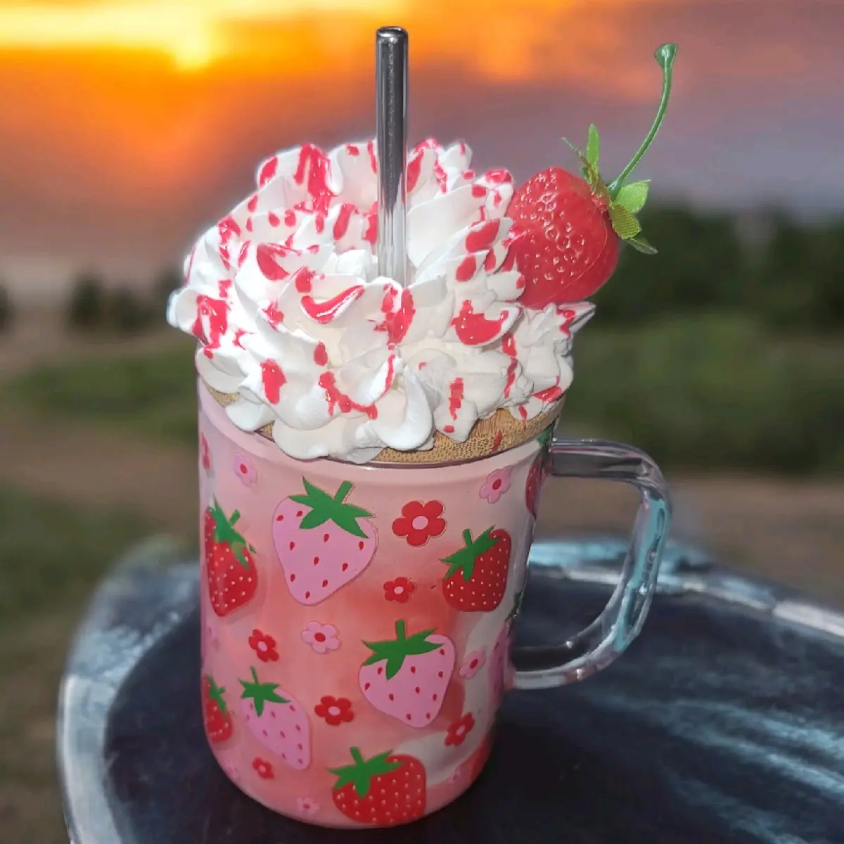 Strawberry Milkshake Glass
