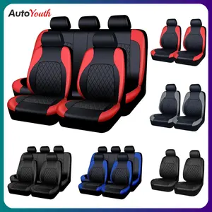PU Leather Car Seat Covers for 2/5 Seats, Universal Car Seat Protectors, Suitable for Most Auto Truck Van SUV, Airbag Compatible, Protects Against Spills & Scratches, Car Interior Kit, Car Accessories, Auto Accessories, Black/Red/Gray Front & Rear Covers